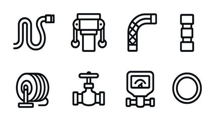 Plumbing and industrial equipment icons for design and illustration projects