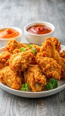 Crispy Fried Chicken pieces on a white plate
