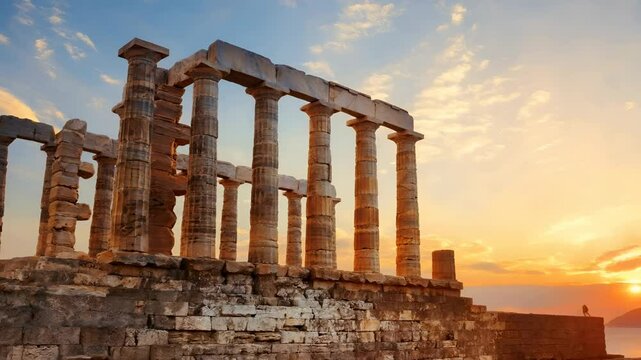 greece aerial view poseidon sunset cape