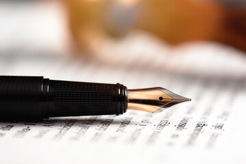 Agreement, law or legal concept with fountain pen