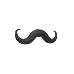 Black mustache isolated 3d render icon illustration