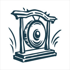 Fototapeta premium Javanese Gamelan Gong Icon with Sound Waves