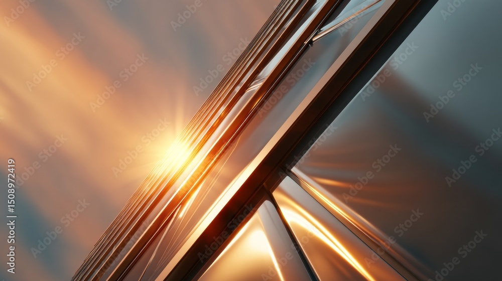 Poster Sunset rays illuminate the sleek surfaces, creating a stunning display of light and color. The warm hues blend beautifully as evening approaches, enhancing the atmosphere of tranquility