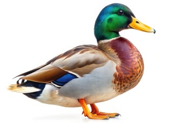 Obraz premium Colorful Mallard Duck Isolated on White Background