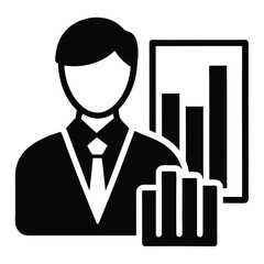 Data Analyst element isolated financial data report on white background