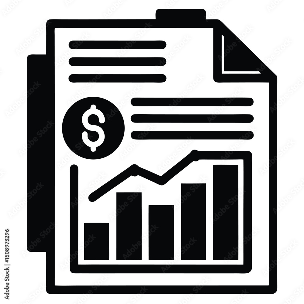 Poster data analyst element isolated financial data report on white background