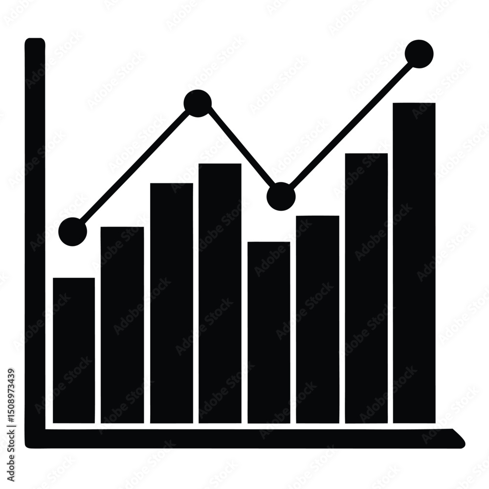 Poster data analyst element isolated financial forecast chart on white background