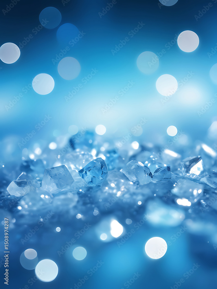 Poster blue abstract crystal background with bright light effects, geometric pattern, smooth texture, moder