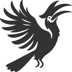Obraz premium Forest bird vector drawing of a hornbill silhouette