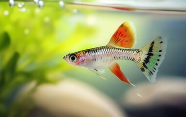 Colorful freshwater fish swimming gracefully in a vibrant aquarium environment