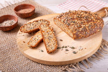 Protein bread, paleo bread with nuts, seeds, gluten free