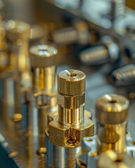 Macro of brass industrial connector