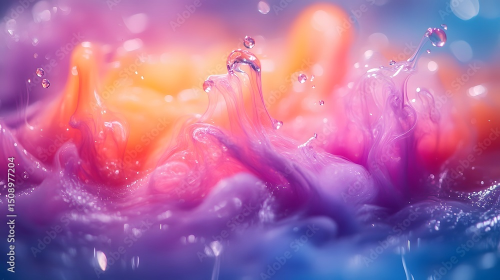 Aufkleber an abstract display of liquid motion with dynamic curves and droplets, creating a mesmerizing blend 