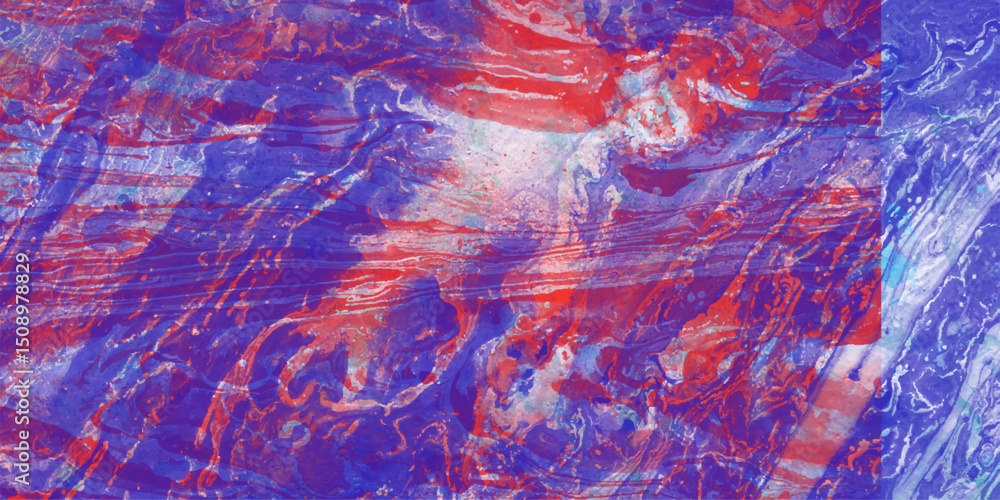 Poster abstract artwork showcasing an intricate marble pattern featuring flowing textures of vibrant red an
