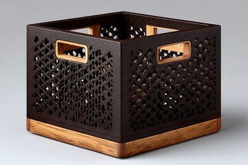 Modern square wooden storage box high resolution photos