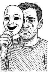 Masked Emotions Doodle Art