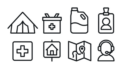 Essential emergency icons for first aid and disaster preparedness design