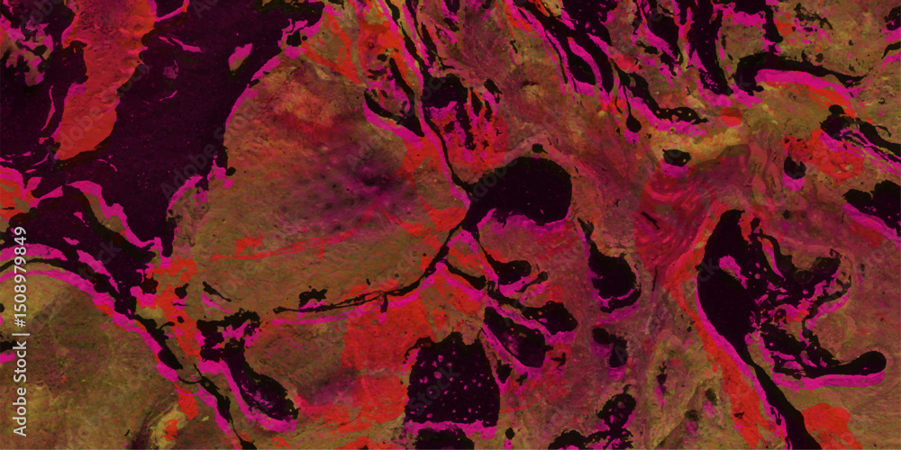 Aufkleber abstract expressionist artwork with vibrant hues including pink red and yellow merging over a black 