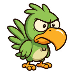 angry green bird cartoon stares grumpy expression