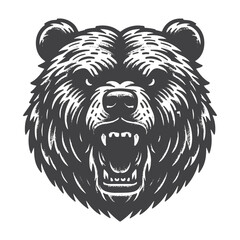 Vintage Hand-Drawn Marsican Brown Bear Illustration &ndash; Angry Snarl Fierce Engraved Style Vector For T-Shirts Posters Stickers And Bold Wildlife Apparel
