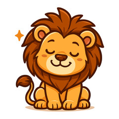 cute lion sits cartoon mascot