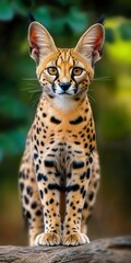 Majestic Serval Cat Standing Confidently in Natural Habitat with Stunning Features
