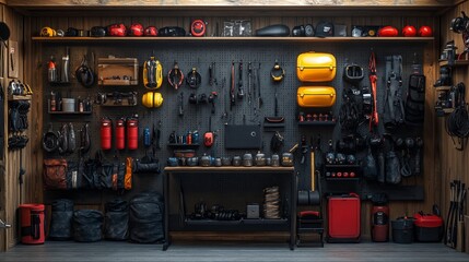 A professional gear display, perfect for any athlete or fitness enthusiast. --ar 16:9 --stylize 750 --v 6.1 Job ID: adef395e-bc0b-469d-b5d8-b8693f2380d6