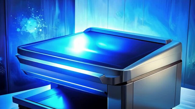 Modern Multifunction Printer with Bright Blue Light Display