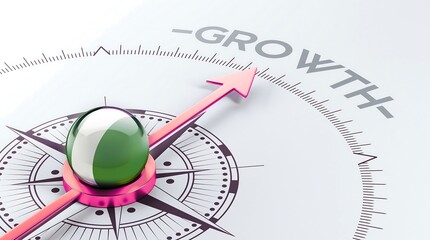 Strategic Business Growth Direction Concept with Compass Arrow

