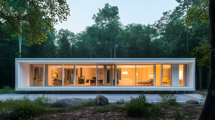 Modern Minimalist House Exterior With Glass Walls