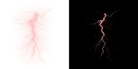 Plakat Dramatic lightning strike and thunder overlay with electric storm energy. Powerful weather effect ideal for dramatic nature scenes and designs. Isolated PNG background. 