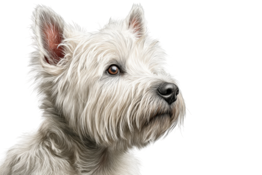 PNG Curious west highland terrier with fluffy white fur and alert ears
