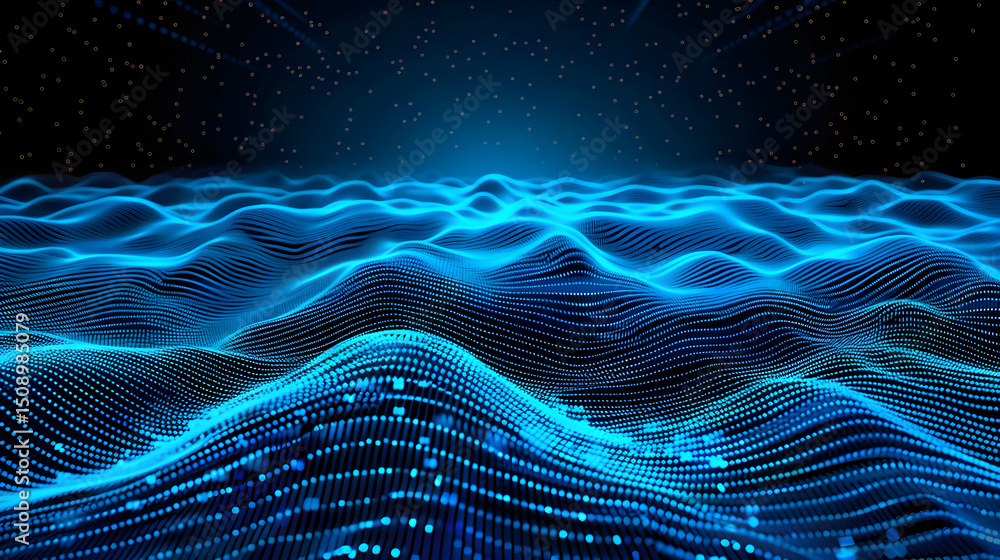 Poster Digital Ocean Waves Data Flow Conceptual Abstract Visualization Backdrop