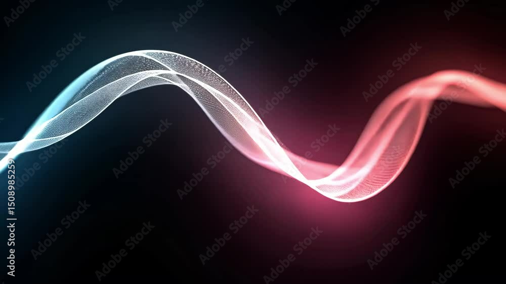 Poster vibrant abstract wave pattern in blue and red colors on dark background for modern design