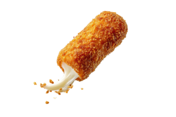 PNG Crispy mozzarella cheese stick with melting cheese and breadcrumb coating