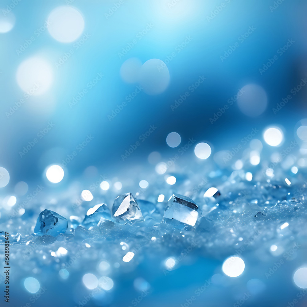 Poster blue abstract crystal background with bright light effects, geometric pattern, smooth texture, moder