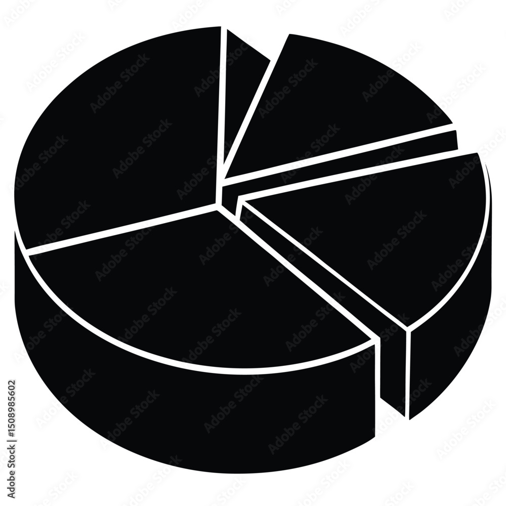 Poster data analyst element isolated pie chart on white background