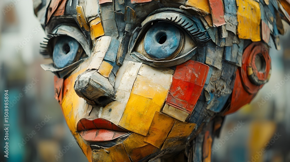 Poster abstract theme artwork showing a person's face formed from fragmented color shapes, creating a sense