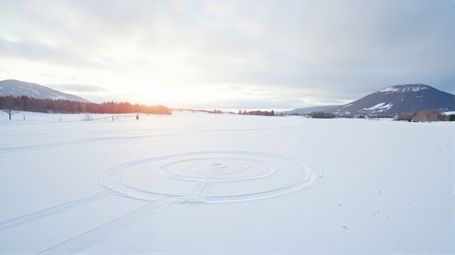 Winter Landscape with Frozen Lake and Sunlight
 - Powered by Adobe