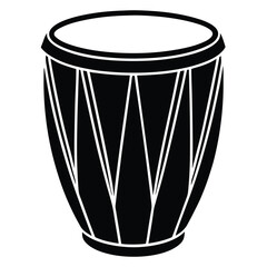 African Drum Illustration Black and White Vector Graphic of a Traditional Percussion Instrument