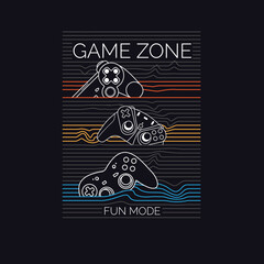 Game Zone Fun Mode game pad vector graphic design