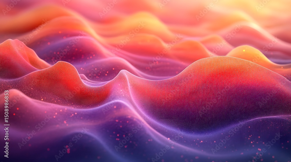Poster an abstract theme unfolds with rippling waves, moving through a gradient of red and purple. tiny spa