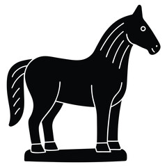 Elegant Black Horse Statue  A Simple Vector Illustration