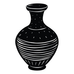 Elegant Black and White Illustration of an Ancient Greek Amphora Vase