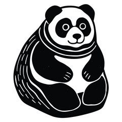 Adorable Cartoon Panda Illustration Black and White Design