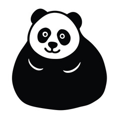 Adorable Chubby Panda Illustration  Black and White Cartoon Design