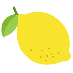 Cute Lemon Vector Illustration – Simple Flat Design with Leaf