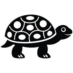 Adorable Cartoon Turtle Illustration Black and White Tortoise Clipart