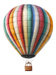 Naklejka premium Striped Pastel Hot Air Balloon Floating on a Transparent PNG Image