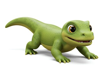 Fototapeta premium Adorable Cartoon Lizard Illustration Green Reptile Character